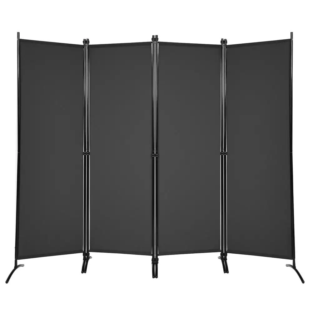 Portable Fiber Room Divider Black Privacy Partition Screen For Home Office Living Room And Bedroom Freestanding Space Separator