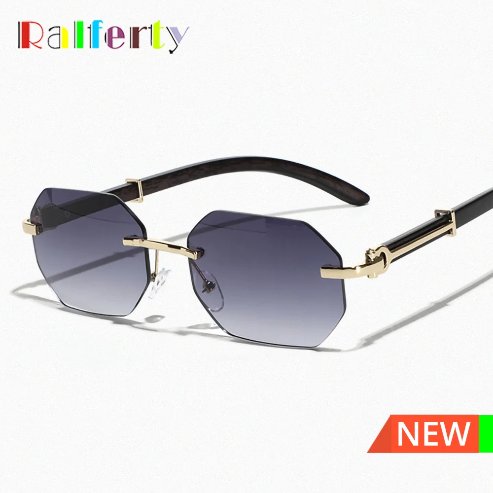 Ralferty Vintage Steampunk Sunglasses Women Retro Hexagon Sun Glasses For Men Outdoor UV400 Eyepieces Rimless Shades Female 2025