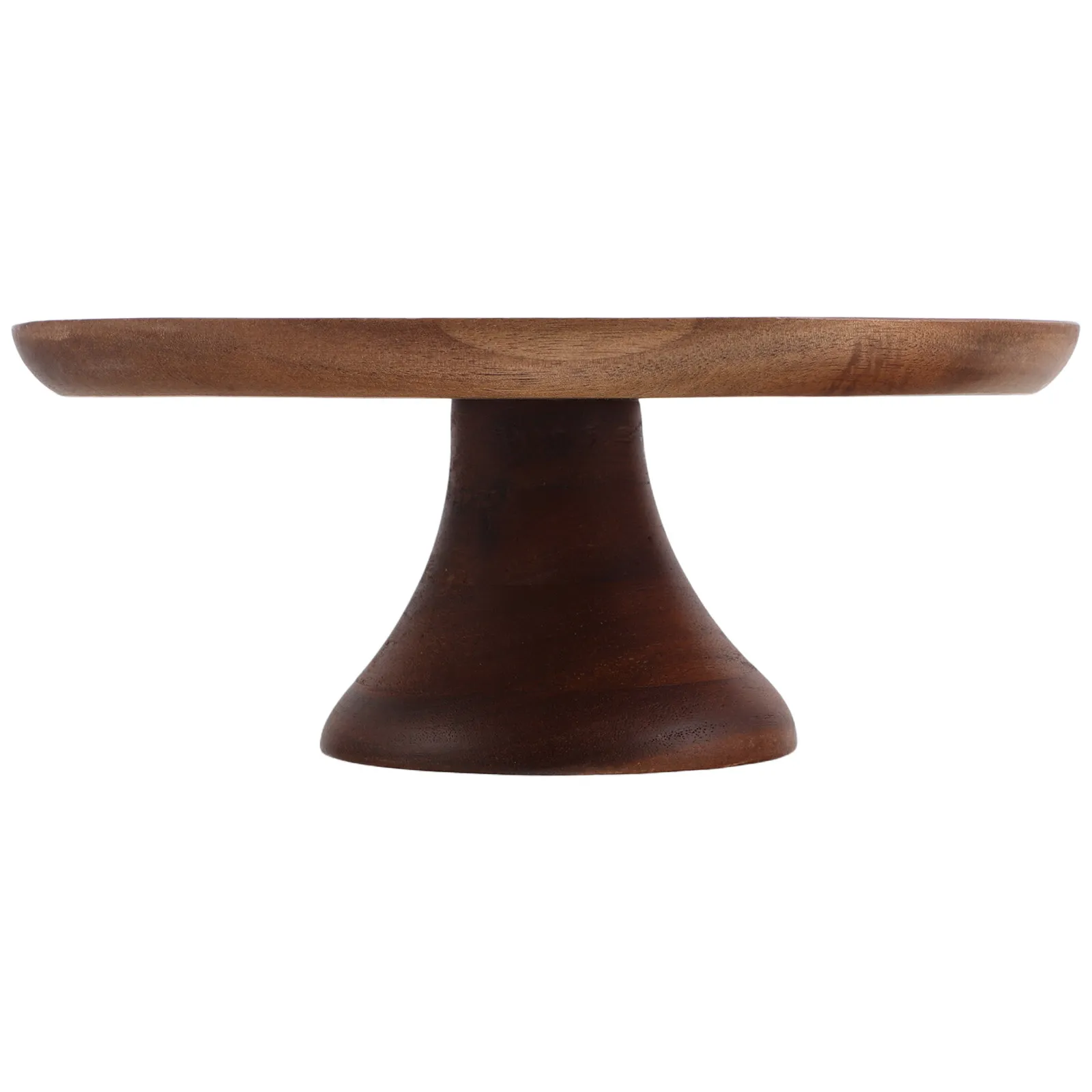 Stable Footed Acacia Wood Round Serving Plate Fruit Platter Cake Stand Cupcake Tray Dried Snack Dish Elegant Dining Table