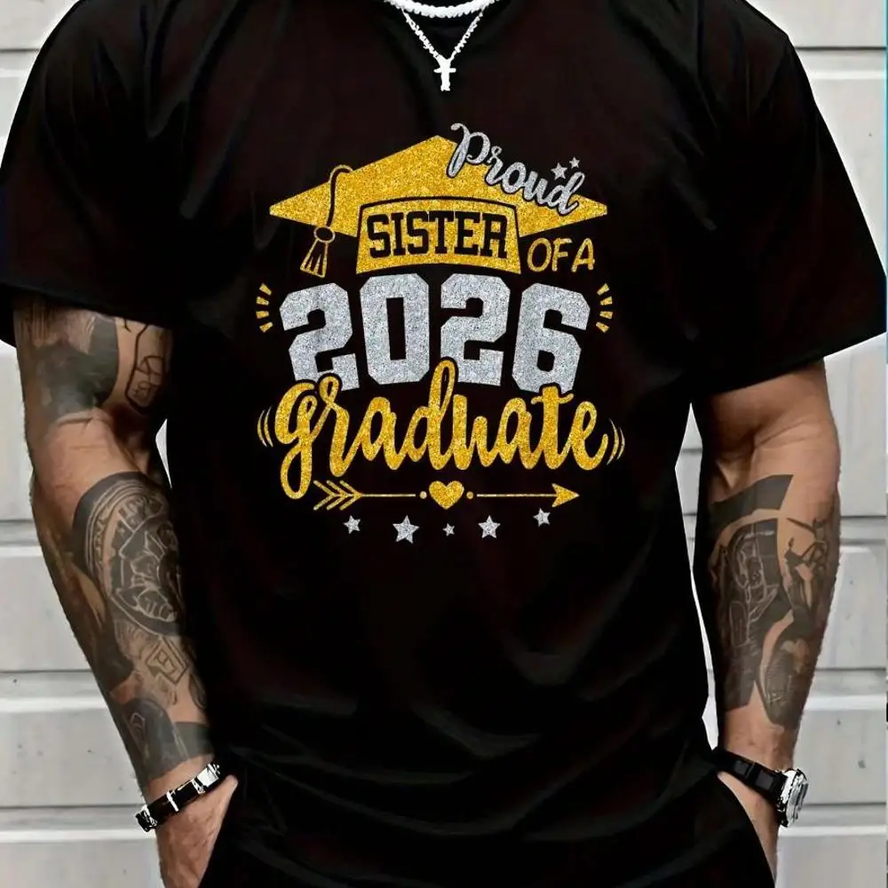 100_ Cotton Proud Sister Of A 2026 Graduate Grad Senior Graduation T-Shirt Men s Women s Vintage Summer Vacation Tops Graphic Tee
