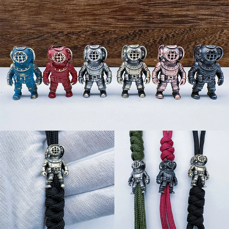 (SH）Hot Diver Figurine Brass Knife Beads EDC DIY  Woven Bracelets Lanyard Pendants Accessories Outdoor Tool Hangings Charms Gift