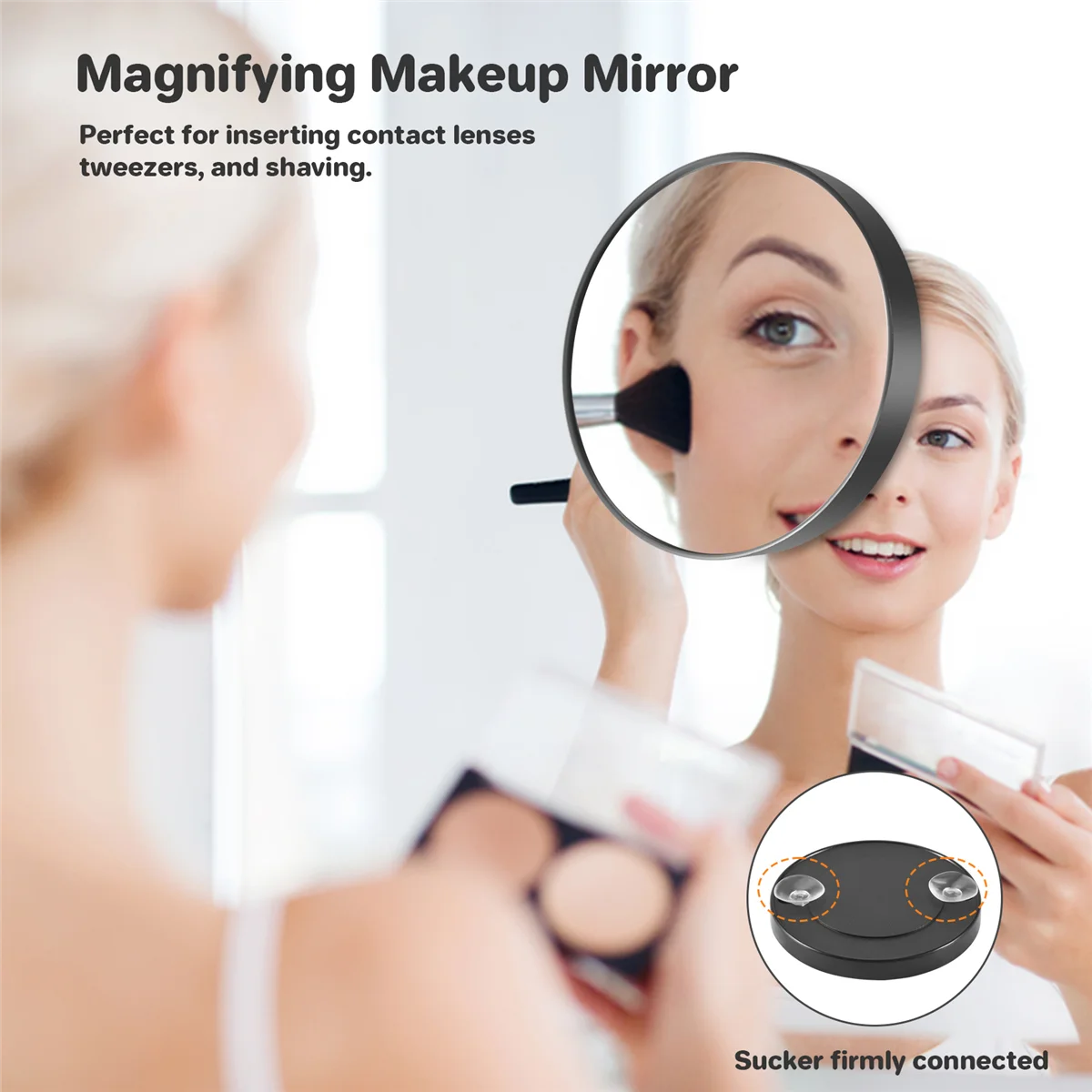 10X Makeup Mirror Magnifying Mirror With Two Suction Cups Makeup Tools Round Mirror Big Mirror Ten Times Magnification black