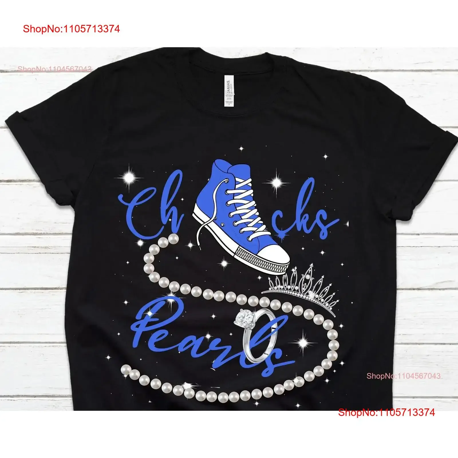 Chucks and pearls T Shirt 2024 inspirational friend gift faith royal blue shoes unisex women's shirts vintage Washed Unisex