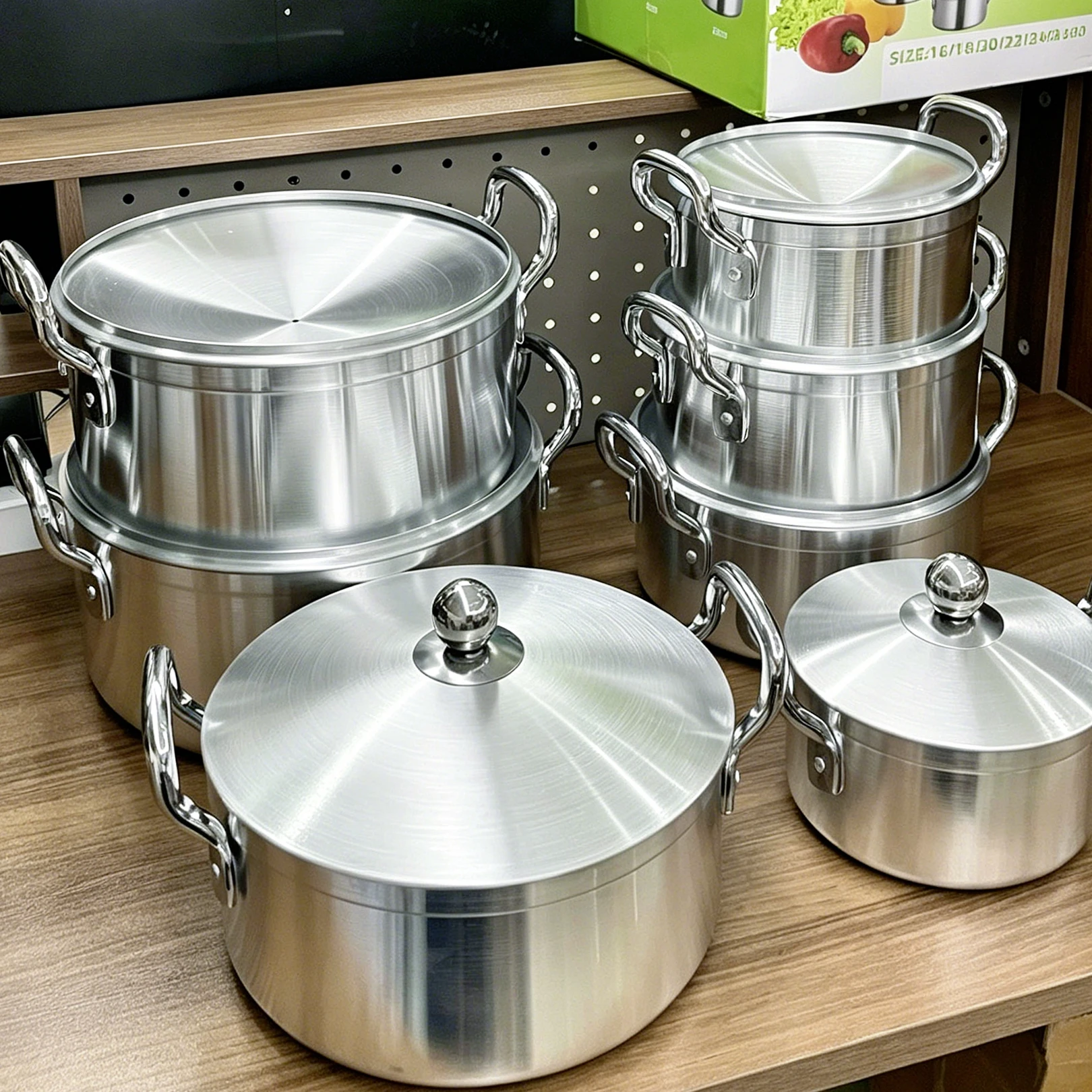 Thickened 14PCS Cookware Set Aluminum Cooking Pot Set Stock Pot with Lid LARGE CAPACITY  Aluminum Pot QQ Kitchen Cookware
