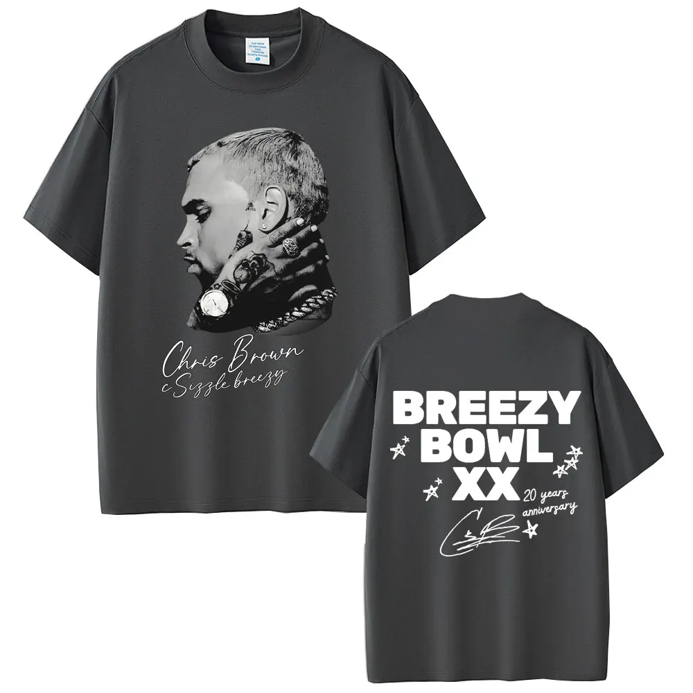 Custom Rapper Chris Brown Hip Hop Fashion Pop Music Fans T-shirt Breezy Bowl XX Tour 2026 T-shirts Men Women Casual Cotton Retro