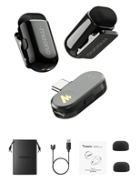 MAONO T1mini Wireless Lapel Microphonefor iPhone Android Tablet PC with Noise Cancellation App Setting for Audio Video Recording