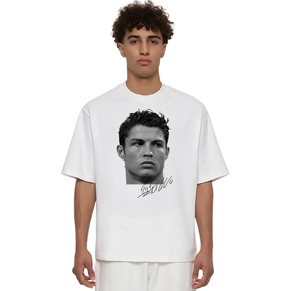 Football Superstar T-shirt Men Cristiano Ronaldo Super Fashion Printed Short Sleeve Distress American Vintage Oversized T-shirts