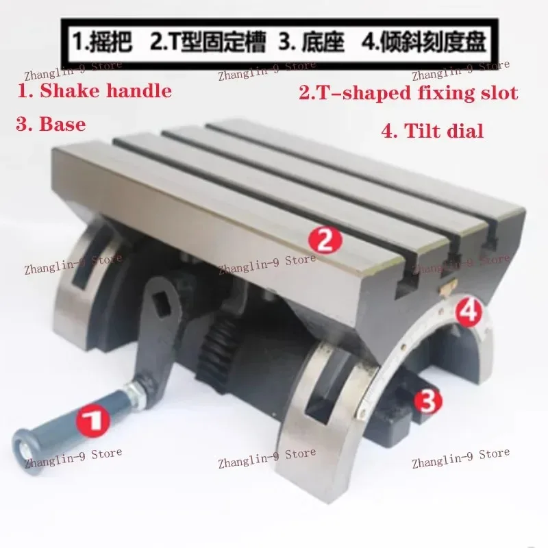 

Tilting Milling Table Adjustable Rotary Worktable Machine with 3 T-Slots & A Crank Handle Heavy Duty for Grinding Milling Tool