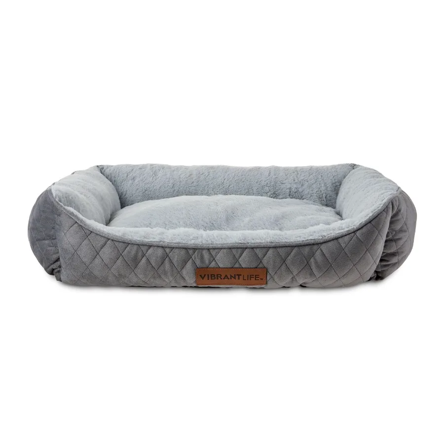 Quilted Cuddler Pet Bed for Small to Medium Dogs and Cats Plush Orthopedic Comfort with Bolster Support 26 x 20