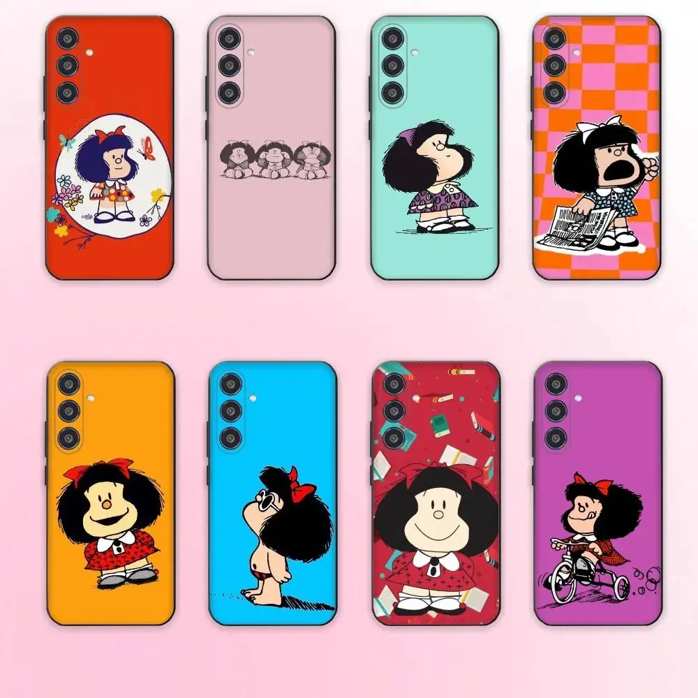 

Cartoon M-Mafalda-ES Cute phone Case For Samsung Galaxy A73,A72,A71,A70,A53,A52,A51,Others Soft Black Shell