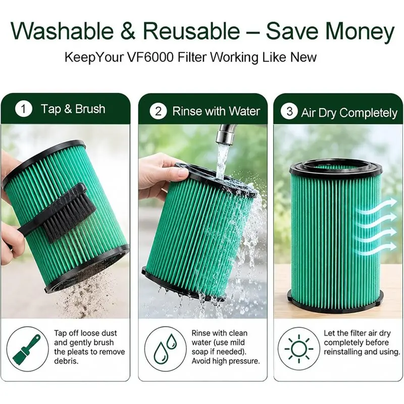 A03F-VF6000 Filter Replacement Filter Set 2-Pack Filter Set For 6-9 Gal Husky Wet Dry Vacs