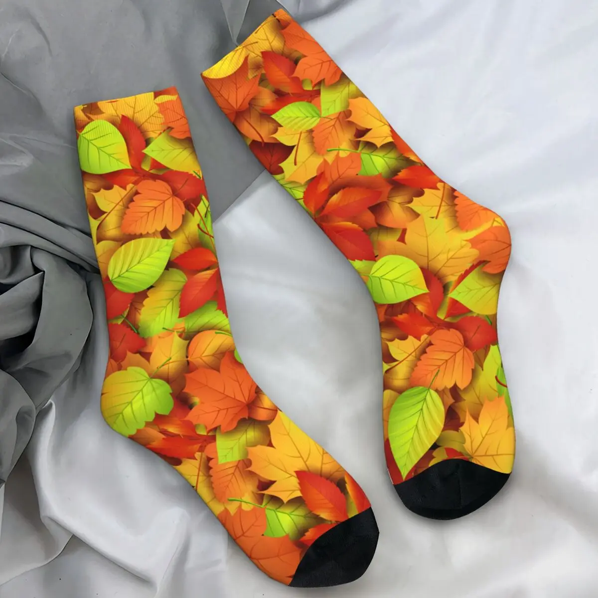 

Осенние носки с листьями, зимние красочные чулки с растениями, мужские мягкие дышащие носки в стиле Харадзюку, дизайнерские уличные нескользящие носки