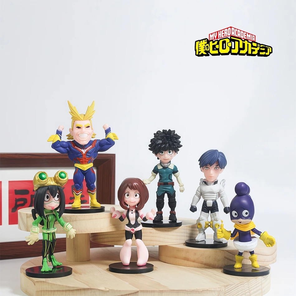 Figurines d'action My Hero Academia, 6 pièces/ensemble, Midoriya Izuku Bakugou Katsuki Todoroki Shouto Ochaco Uraraka Kirishima, jouets