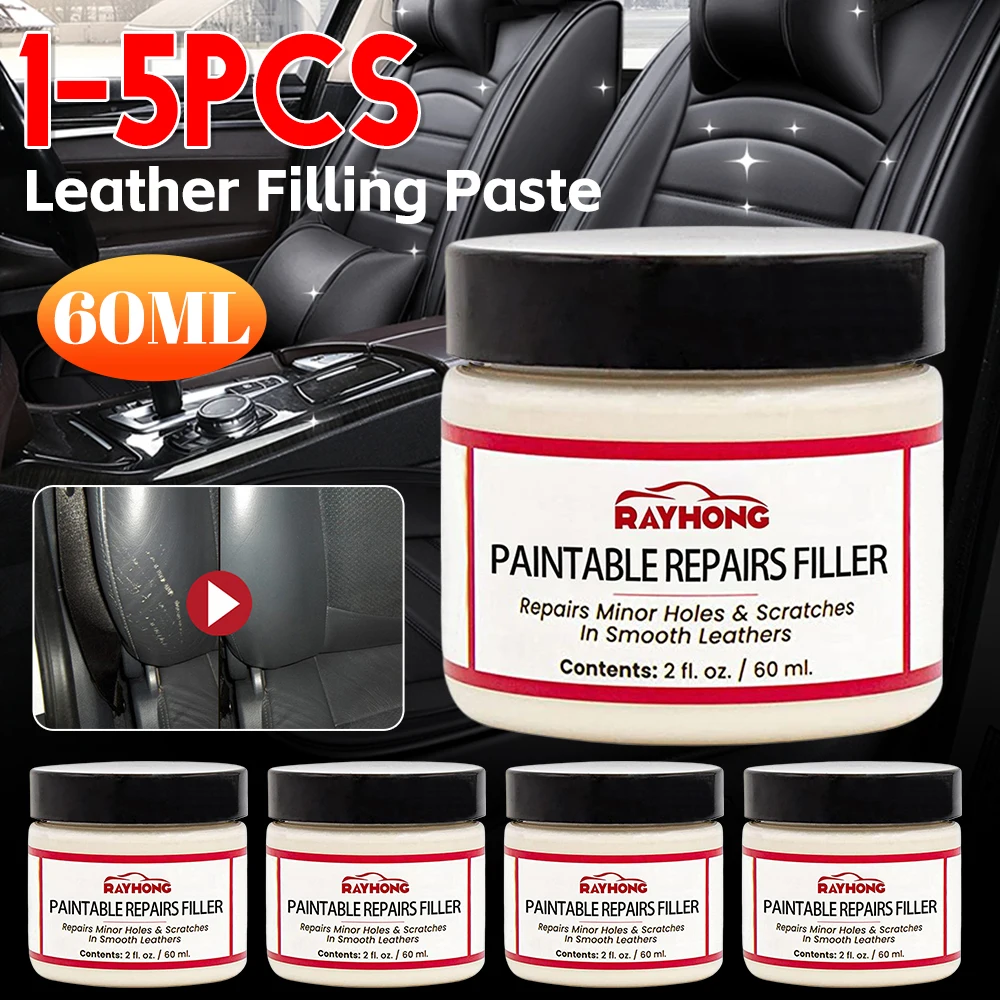 1-5PCS 60ML Leather Filling Paste Cracks Sofa Car Seat Natural Leather Filler Repair Compound Auto Leather Car Repair Scratches
