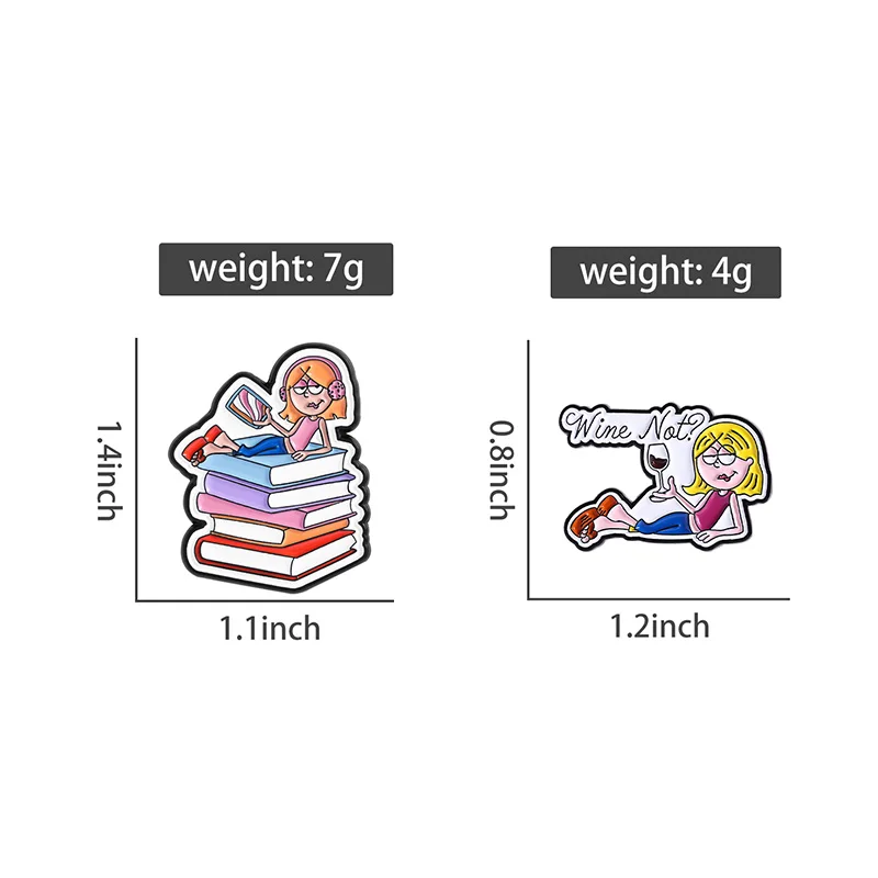 Comedy TV Drama Bookish Lizzie Brooch Enamel Pins Anime Girl Wine Not? Brooches Lapel Hat Badge Fashion Jewelry Gift for Friends