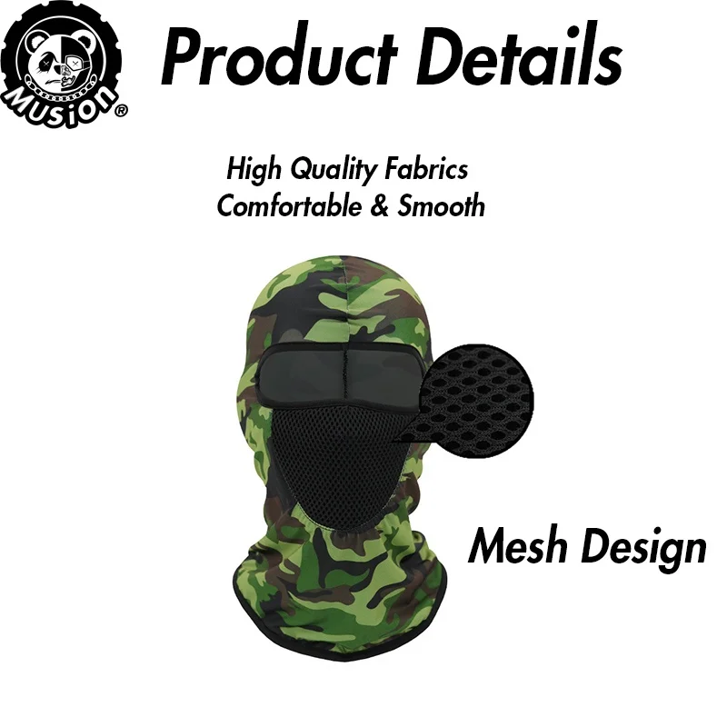 Musion Outdoor Windproof Motorcycle Balaclava Full Face Mask Cycling With Mesh Camouflage Headgear For Climbing Skiing Fishing