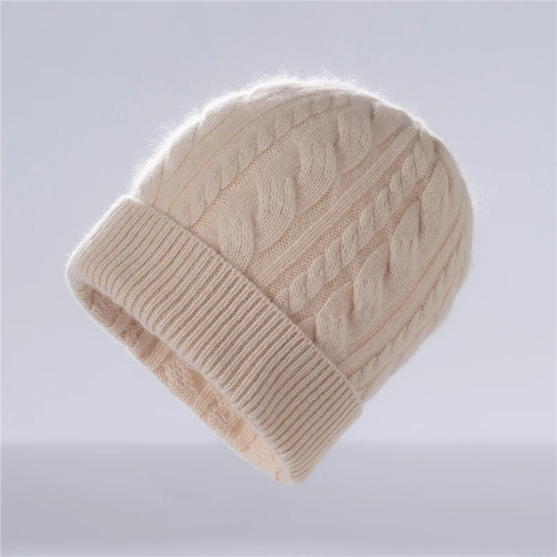 

Unisex 100% Pure Cashmere Beanie Hat Ribbed Knitted Thick Winter Cap Soft Warm Casual Outdoor Soft Warm Hat for Men And Women