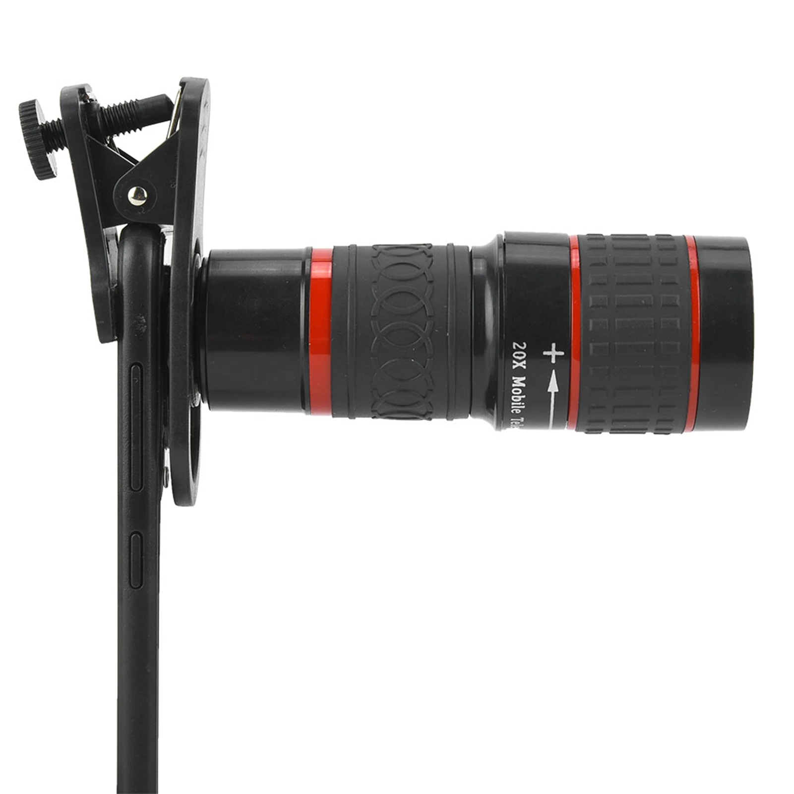 عدسة تليفوتوغرافي طويلة التركيز مع مشبك ، 20X ، تكبير ، هاتف ذكي ، كمبيوتر لوحي ، كمبيوتر ، أسود