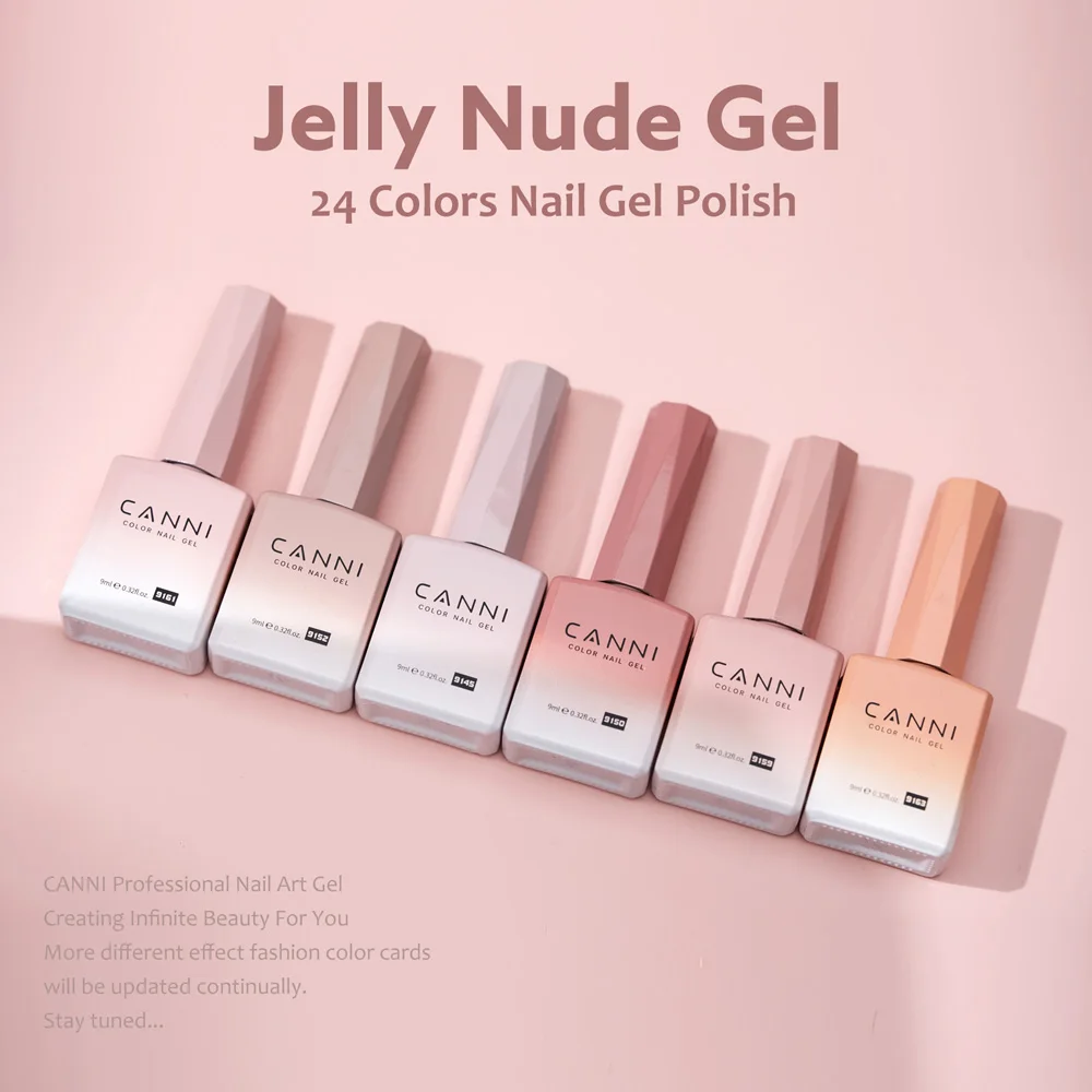 CANNI TPO・HEMAフリー ジェルネイルポリッシュ 9ml フレンチトランスルーセント ジェリータイプ ソークオフ UV/LED セミパーマネントジェル ラウンドブラシ付き