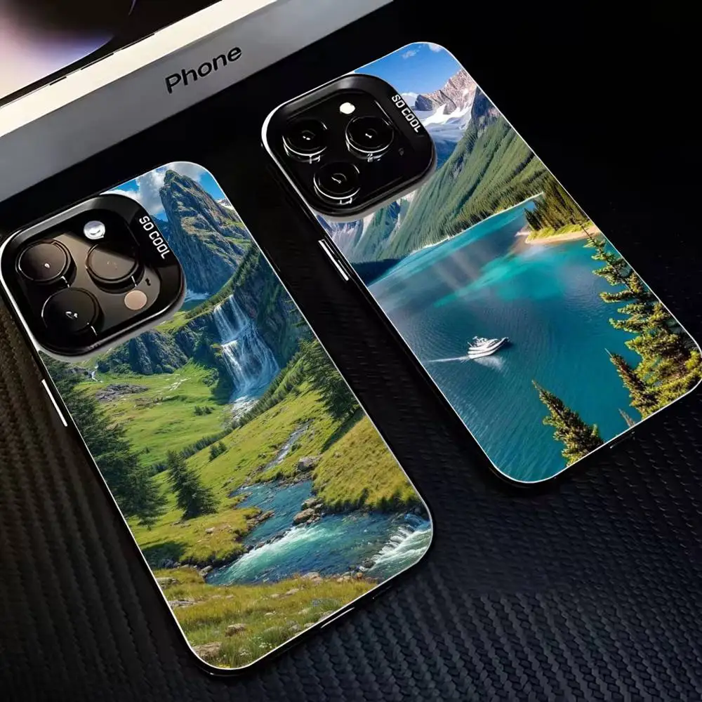 

NORDIC FJORD SERENITY Phone Case For iPhone17,16,15,14,13,12,11 Plus,Pro Max Black Matte Shockproof Cover