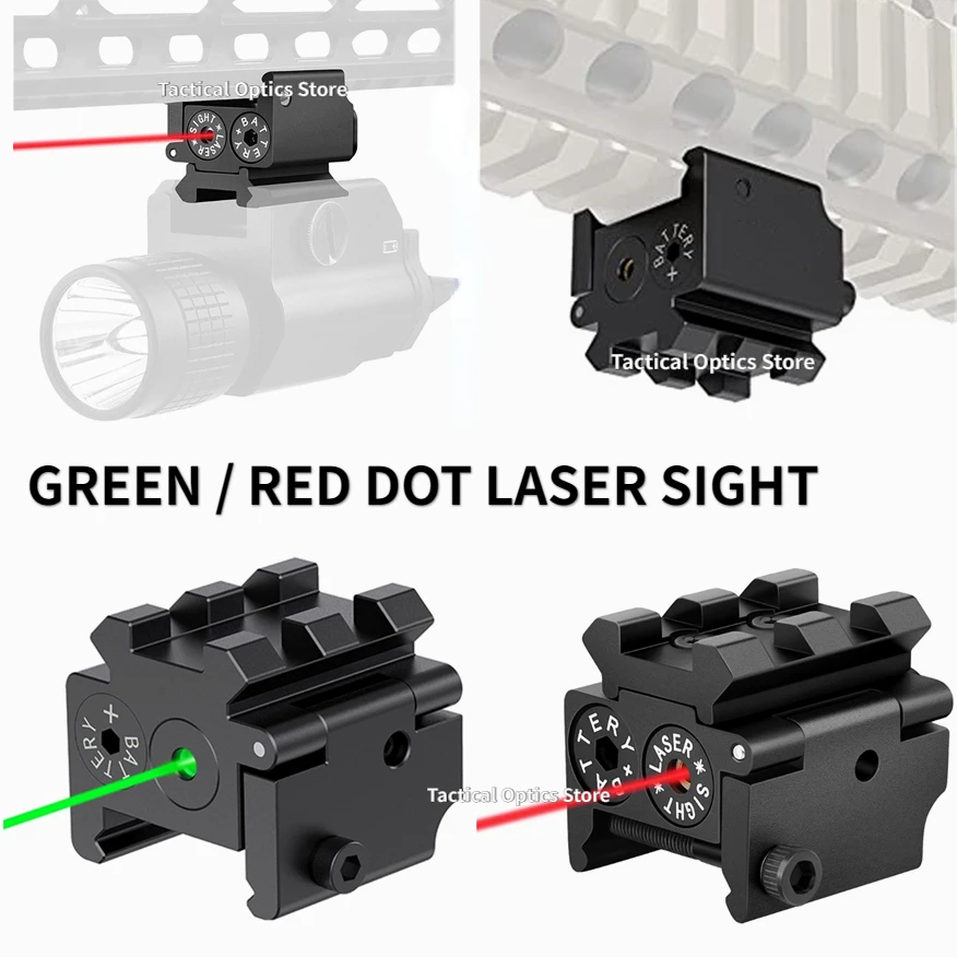 녹색 및 적색 점 레이저 조준기, 에어소프트 소총 권총 레이저 조준기, 이중 20mm 피카티니 레일 마운트, 야외 사냥 사격용