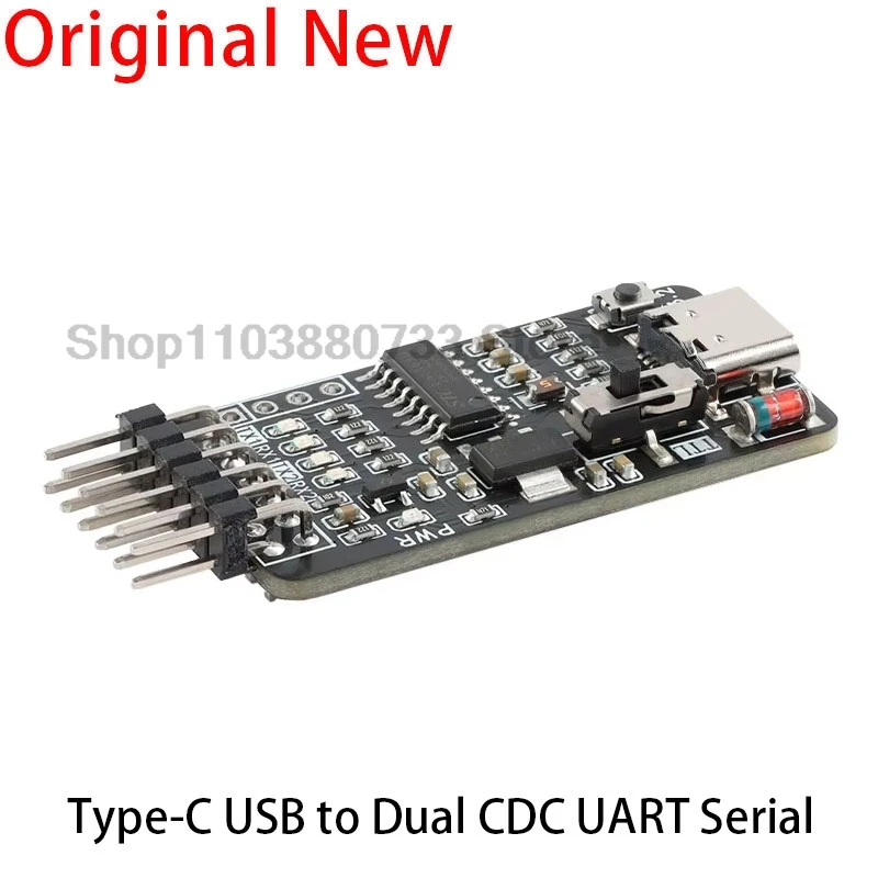 Type-C USB to Dual CDC UART Serial Drive Free STC ISP Microcontroller Program Cold Start Download Burner 5V/3.3V TTL