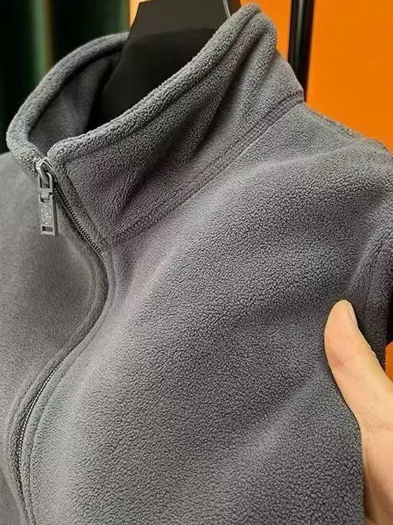 

Faionable Fce Lined Zipper Vest Men's Outerwear Winter Warm Top Youth Trend Polyester Fiber Casual Leisure Color