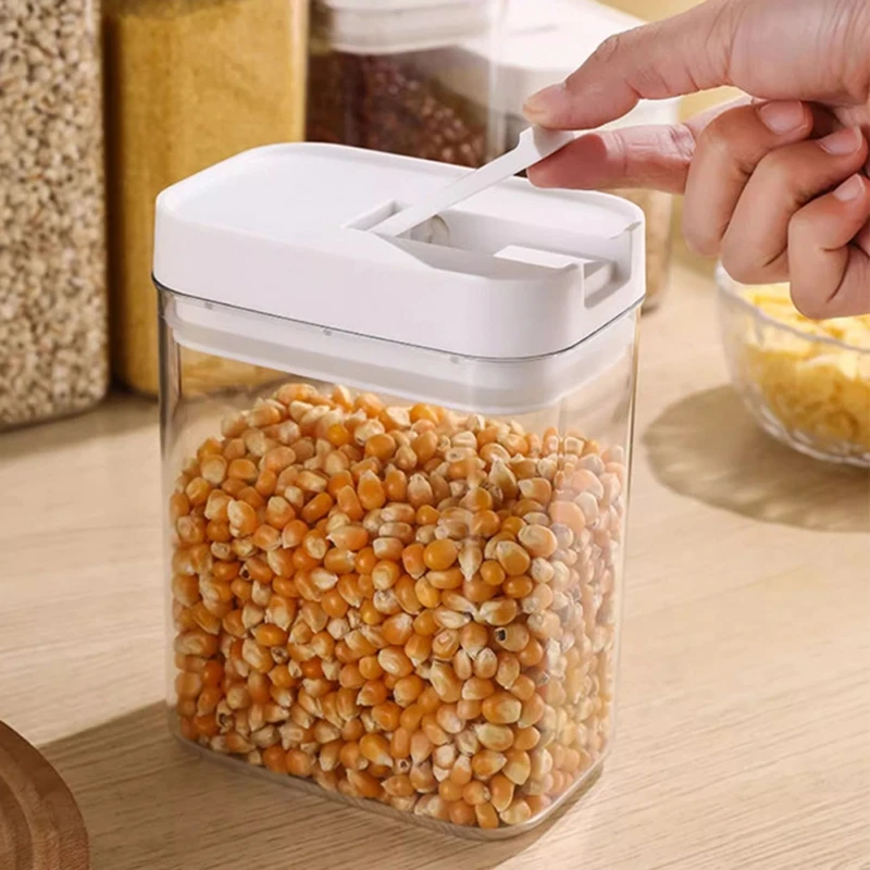 1 Pack Kitchen Cereal Containers Storage Dry Food Dispenser For Pantry Beans Organization And Storage Good Sealing Stackable