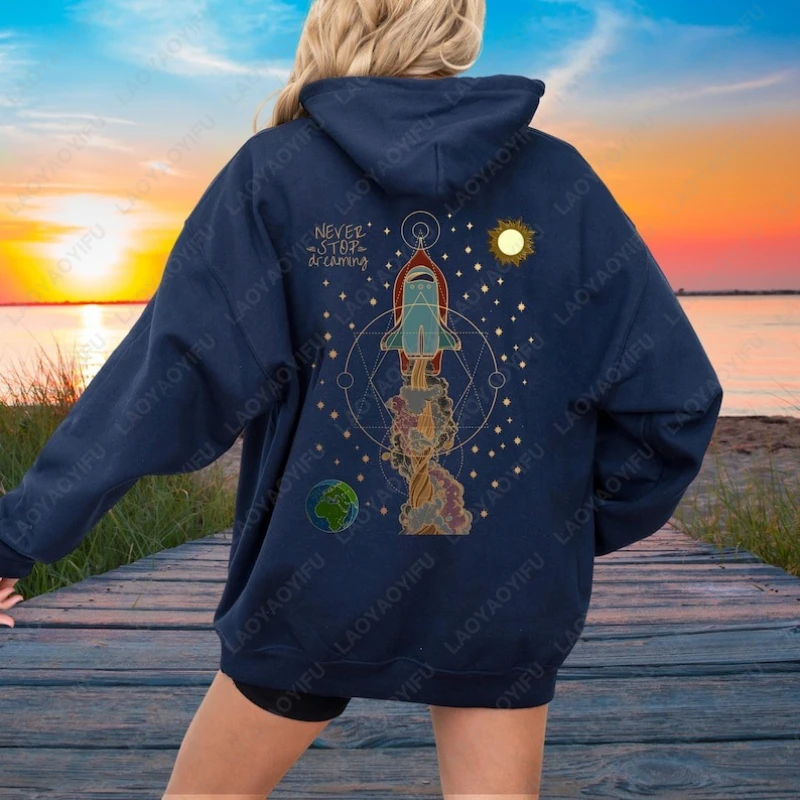 Rocket Shuttle The Space Explorer Astronaut Gift Moon Hoodie Men Women Popular Vintage Pullover Stargazers Adventurer Sweatshirt