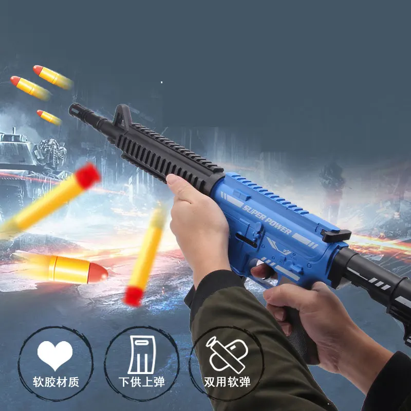 M416 Soft Bullet Gun Toy for Kids Boys, Shooting Airsoft, Pneutravaillait c, Manual Rifle Gun, Armas Pistol, Cs Go Gastronomie