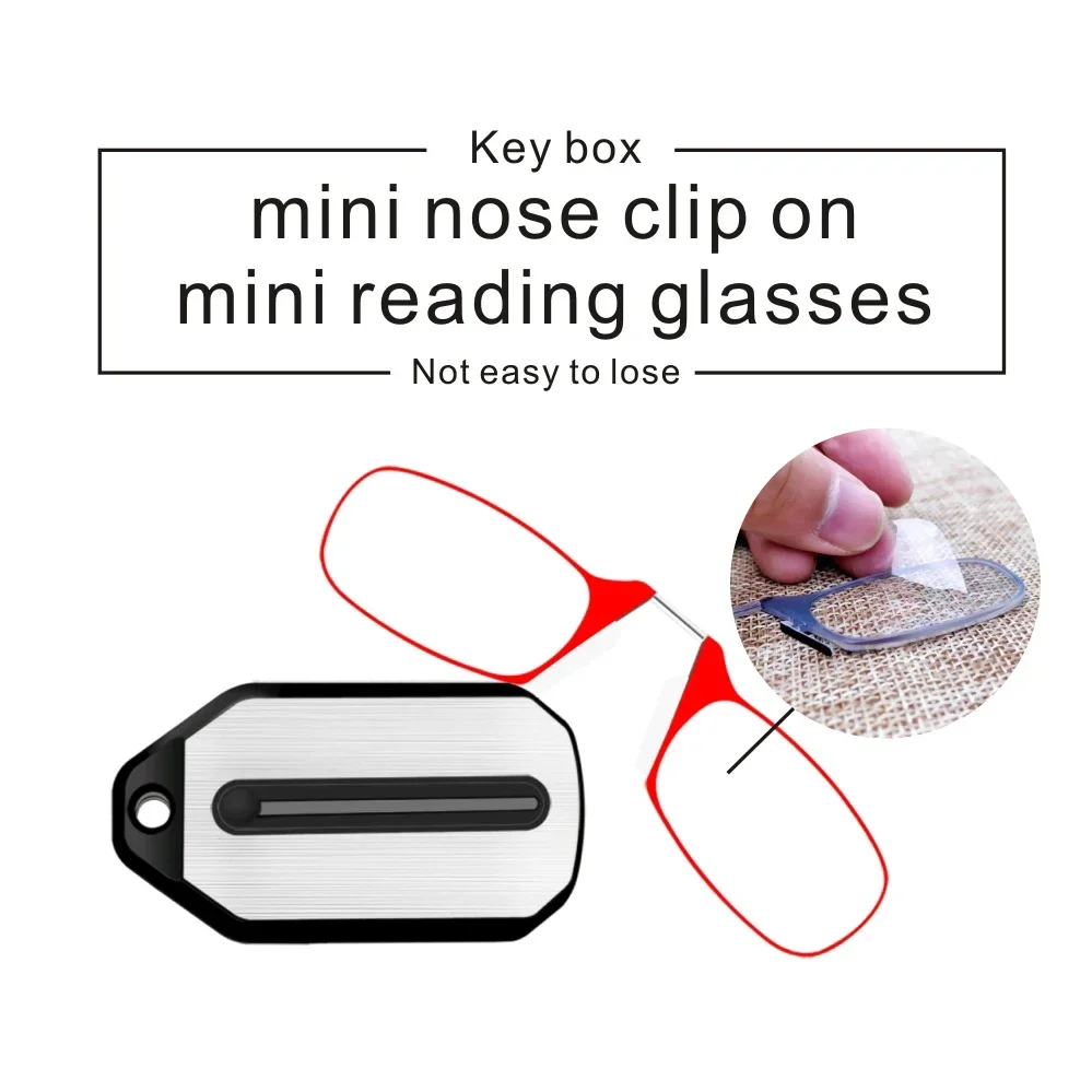 Mini Nose Clip on Reading Glass Men for Women Rimless Portable Magnifying Presbyopic Glasses Eyewear Ladies