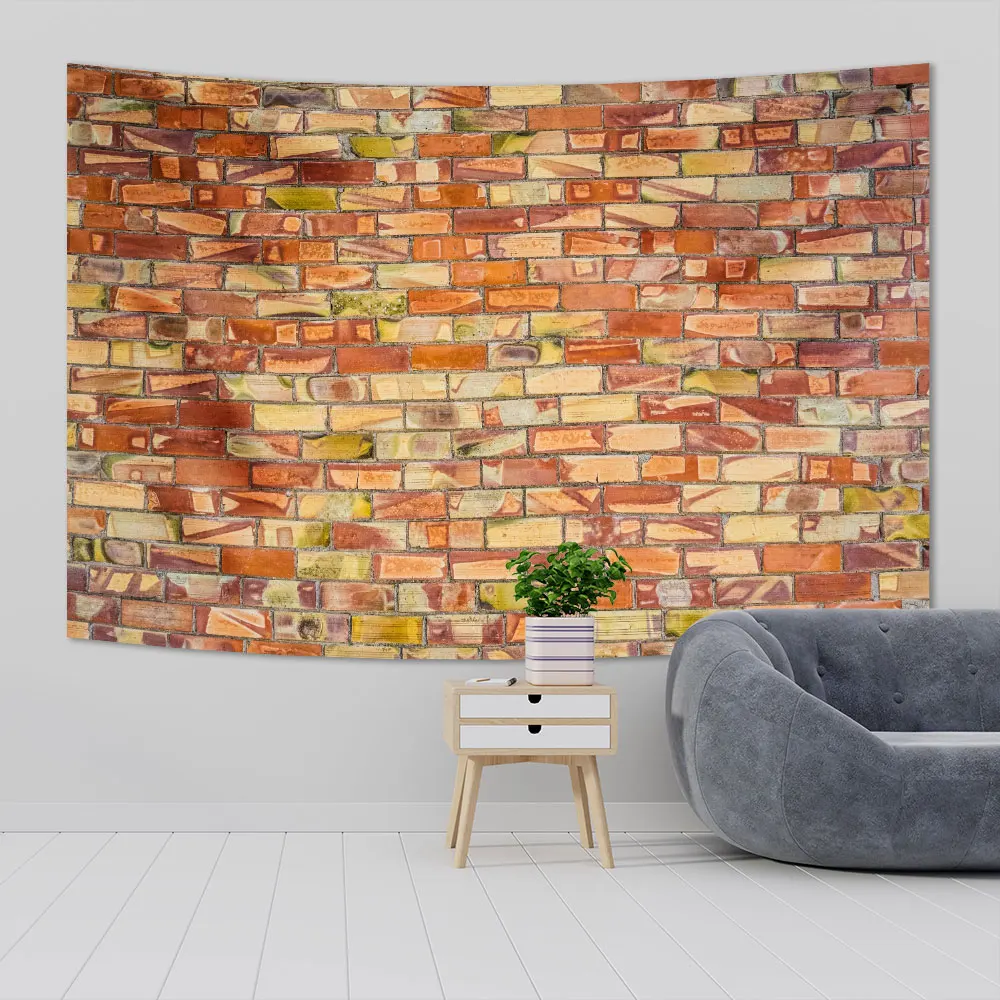 

Colored Stone Brick Retro Tapestries Wall Hanging Bohemia Aesthetic Background Cloth Bedroom Decorations