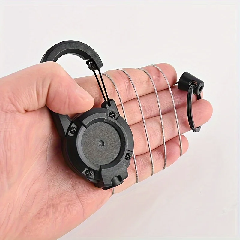 Heavy Duty Retractable Keychain - Tactical Grade Steel Wire Rope with High Rebound, Easy Pull, Durable PP Material