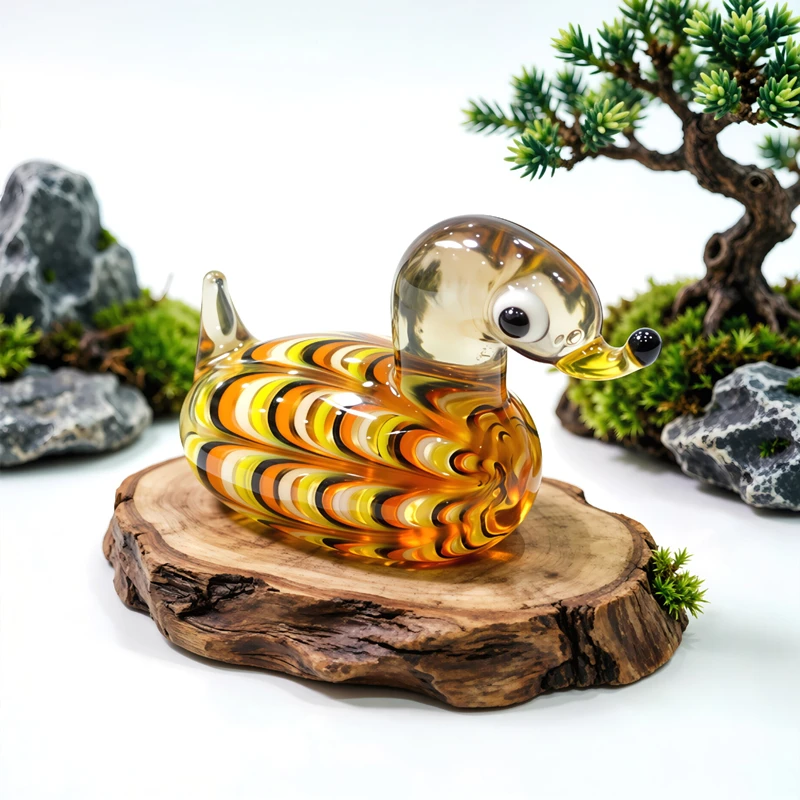 

Handmade Mini Glass Duck Figurine Cute Animal Small Statue Ornament Home Table Fairy Garden Bonsai Decor Gift Collectible Craft