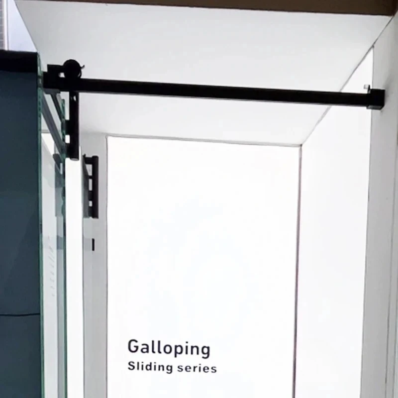 Customized Modern Stainless Steel & Aluminium Matte Black SVA-8490 Corner Sliding Glass Door Hardware Slide Guide Rail Bathroom