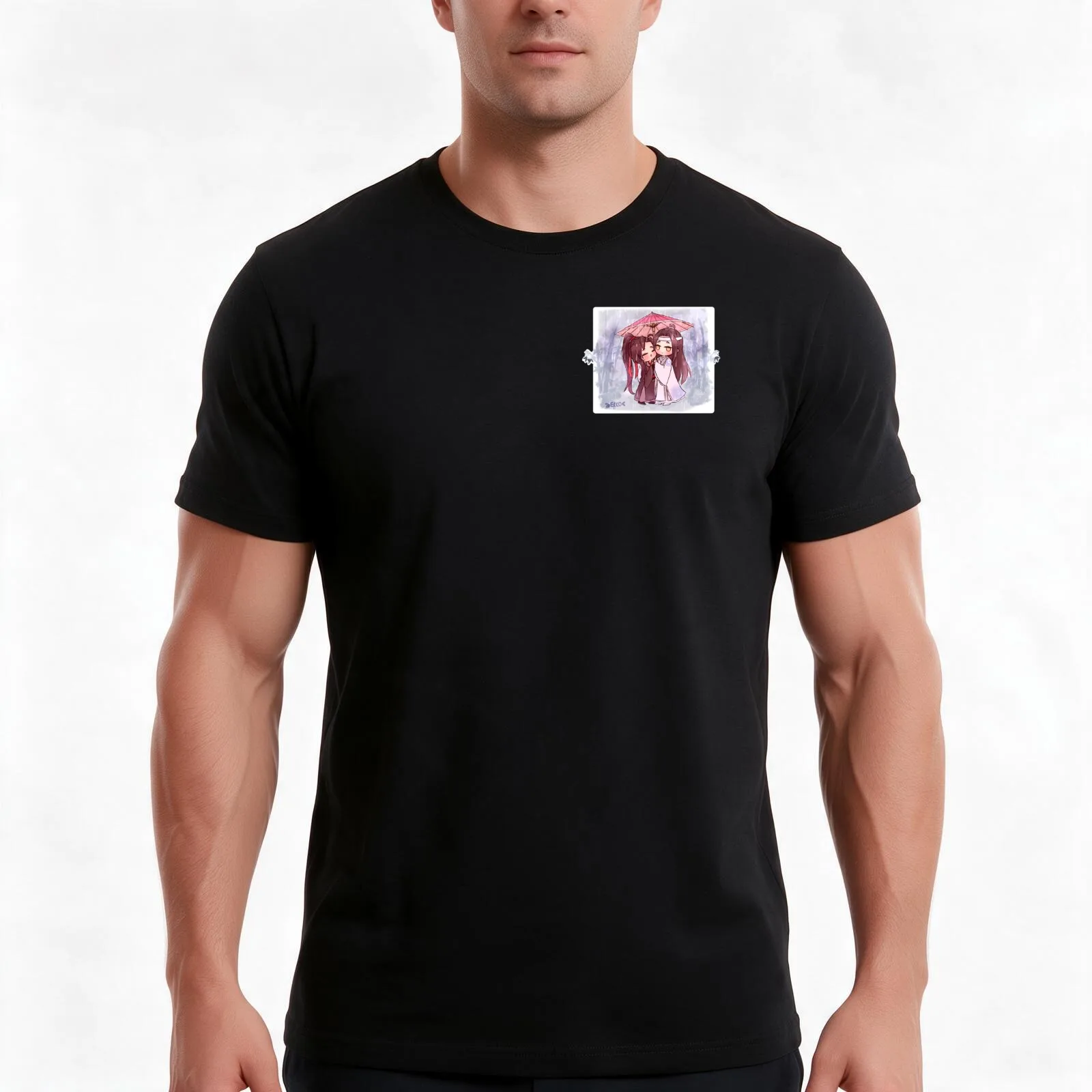 sharing umbrella wangxian T-Shirt Summer Casual Cotton Tee Oversized Streetwear Tops Vintage Graphic Print Unisex Men Women