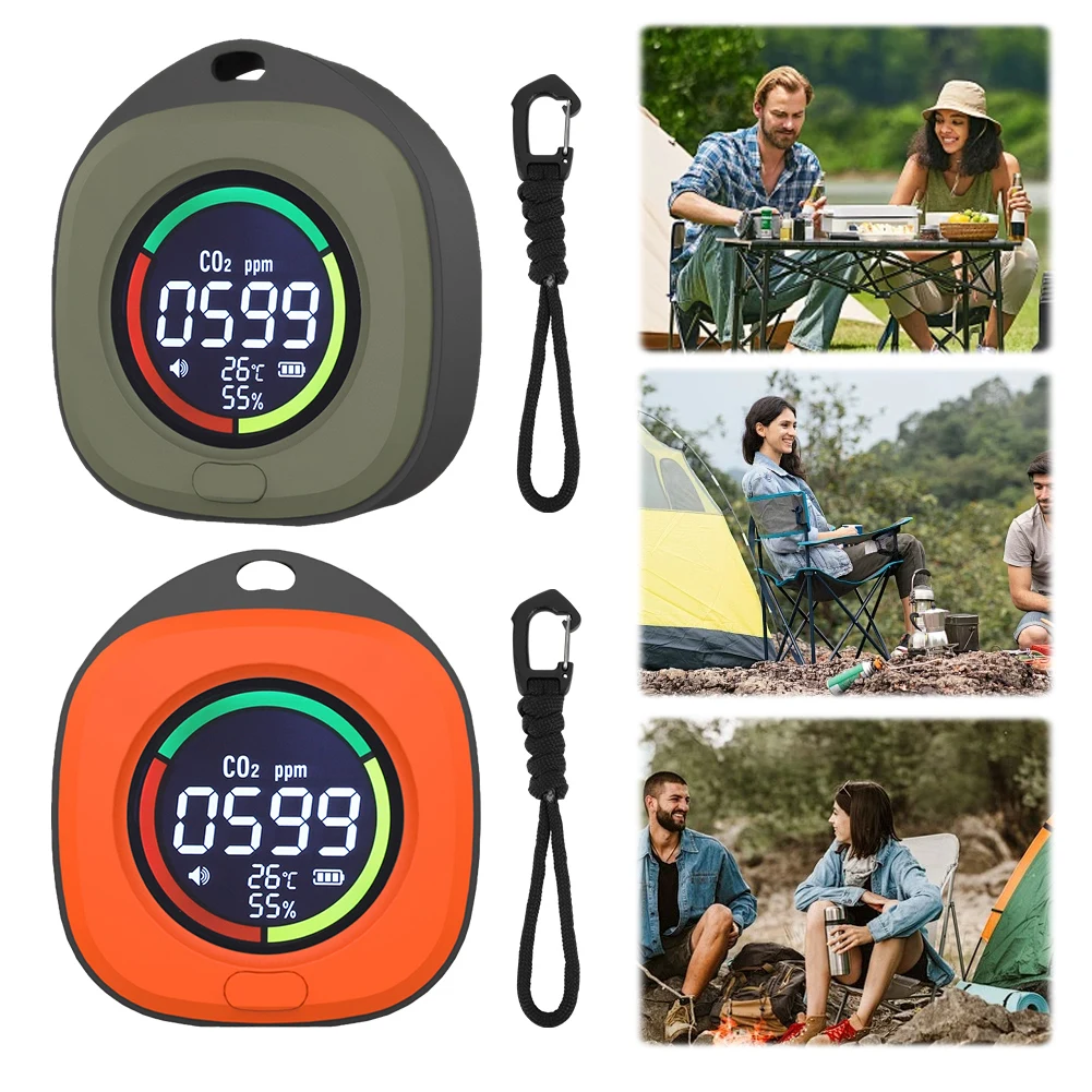 4 In 1 CO CO2 Detector Alarm Temp Humidity Sensor with Magnetic Suction Portable Gas Detector 1000mAh for Outdoor Camping RV Car