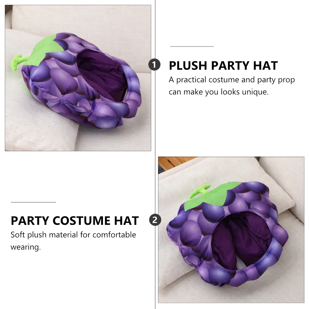 

Grape Head Hat Funny Shaped Party Hats Carnival Masquerade Festival Accessories Soft Wear Easy Off Costume