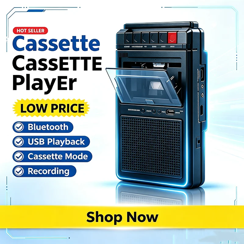 Portable Bluetooth Cassette Player Portable Tape Recorder To Shell USB Cassette Capture To Format Tape Music Player Microphone