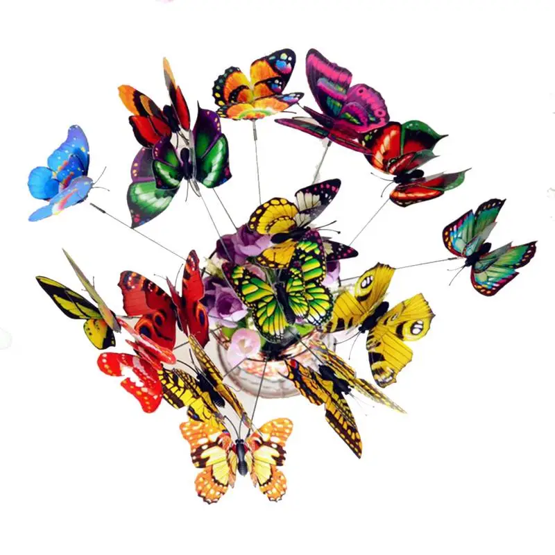 

PCS 3D Butterfly On Sticks Home Yard Lawn Flowerpot Plant Decoration Garden DIY Lawn Decor Fake Butterefly Random Color