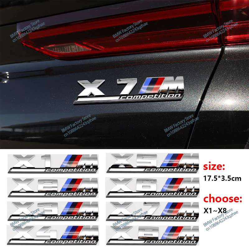 1pc 3D Car Trunk Emblem Badge Sticker Decal X1 X2 X3 X4 X5 X6 X7 X8 M competition LOGO Decor Accessories For BMW Car Styling