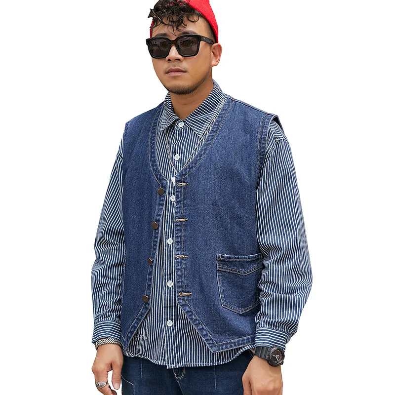 Casual Oversized 75% Cotton Denim Vest Plus Size 7XL 6XL 5XL Loose Men\'s Sleeveless Jeans Tank Vintage Summer Y2k Youth Workwear