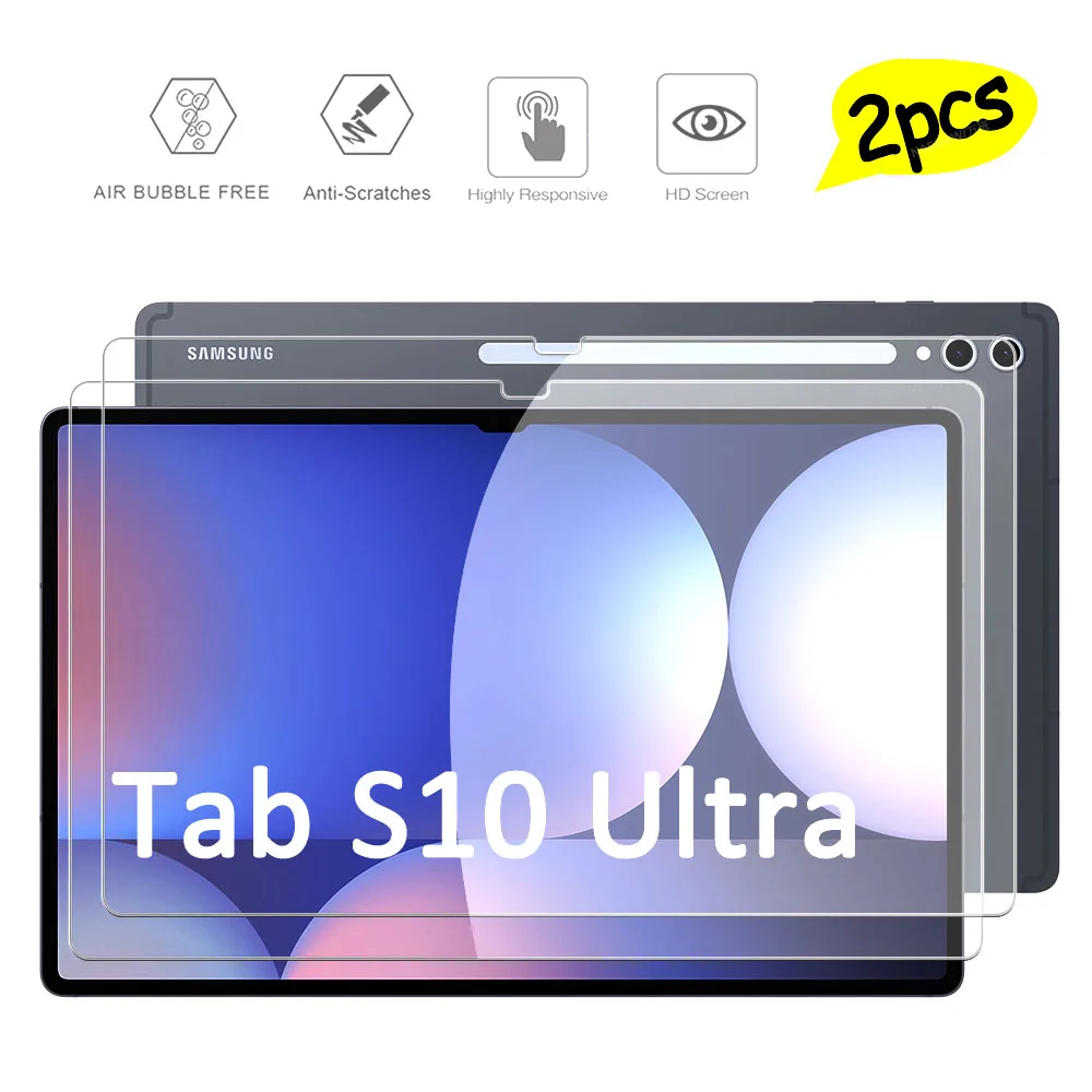 2 Pieces Oil-coating Clear Tempered Glass HD Hard Film Scratch Proof Screen Protector For Samsung Galaxy Tab S10 Ultra 14.6