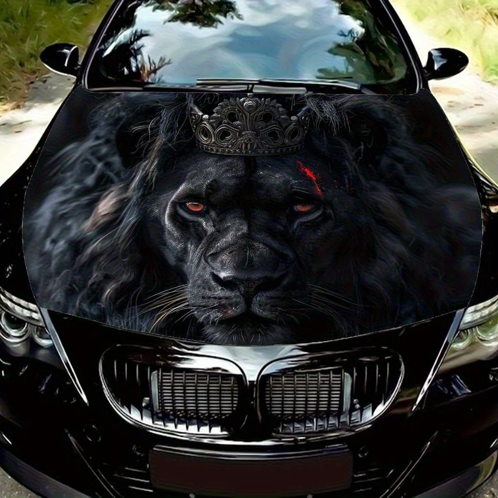 

The Noble Black Lion King Car Hood Wrap Color Vinyl Sticker Truck Graphic Bonnet Auto Accessories Decor Decal Waterproof And Scr