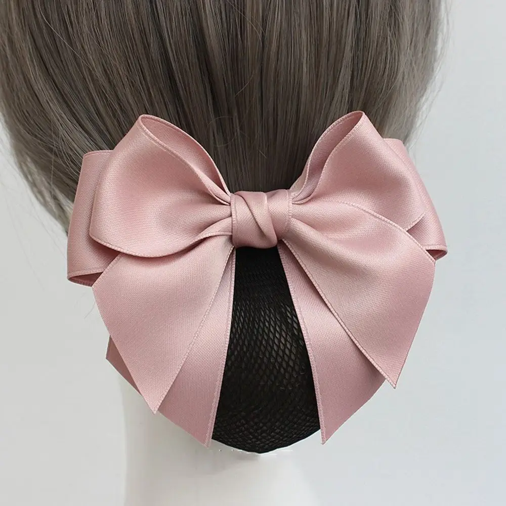 Sweet Headwear Hotel Nurse Bowknot For Girls Hairgrips Cover Net Korean Bun Snood Women Spring Clip Ponytail Clip