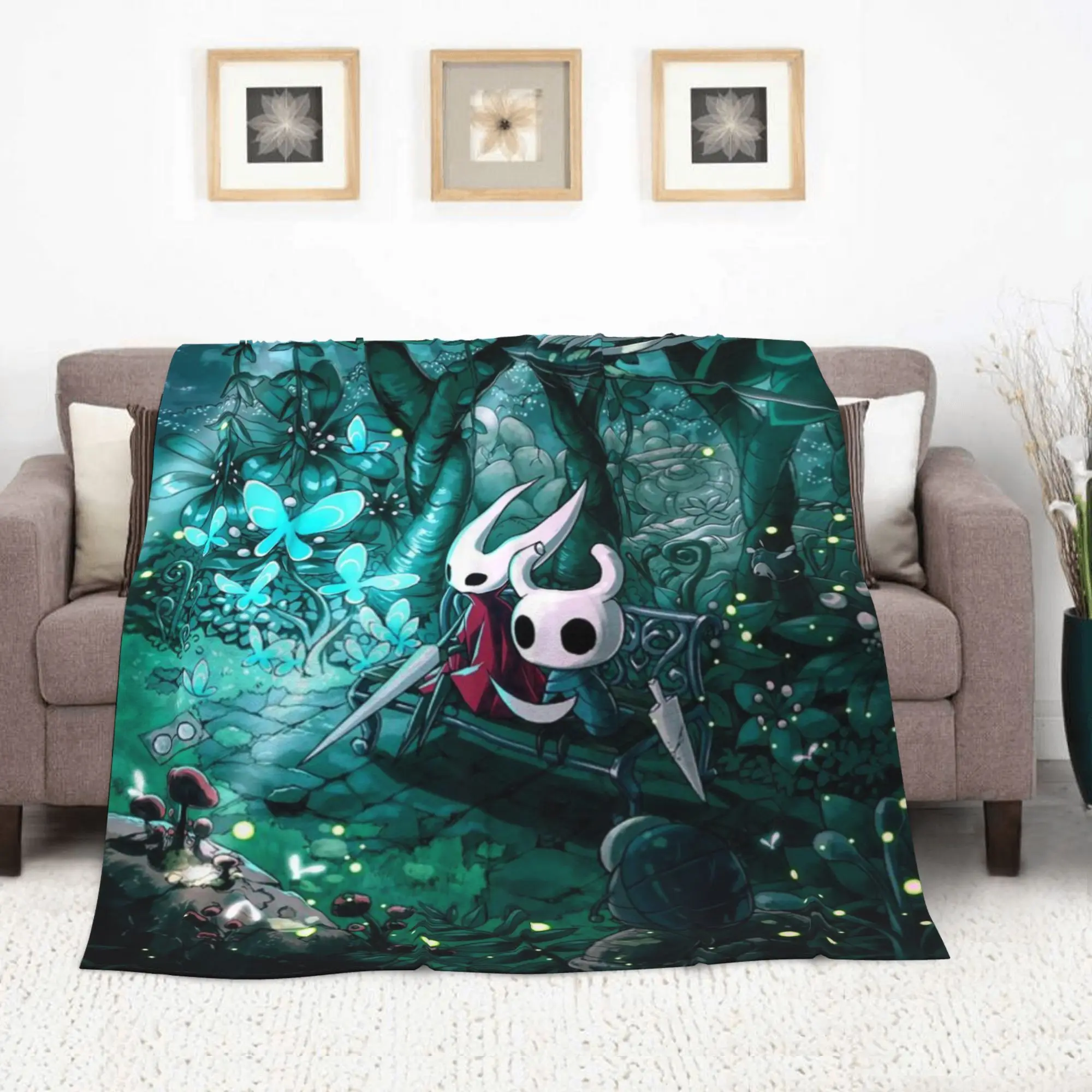 Soft Flannel Blanket with Game H-hollow K-knight Print Perfect for Napping Camping  Travel and Home Decor Ideal Gift