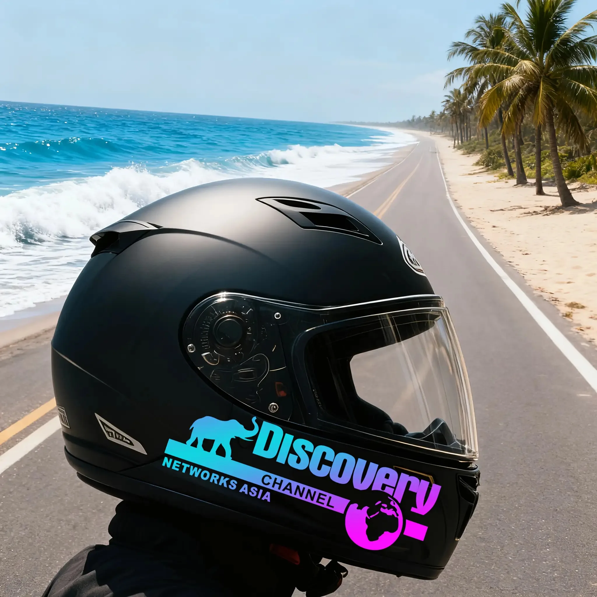 1 Set Discovery Channel Asia Elephant & Globe Waterproof Stickers, Decals for Car and Helmet - view 6
