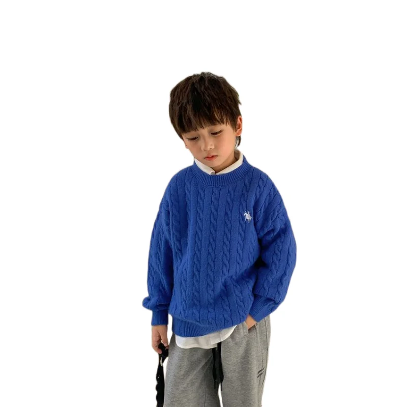 Boys Woolen Sweater Crochet Cotton Knitting 2023 Newest Warm Thicken Velvet Winter Autumn Fall Children\'s Clothing