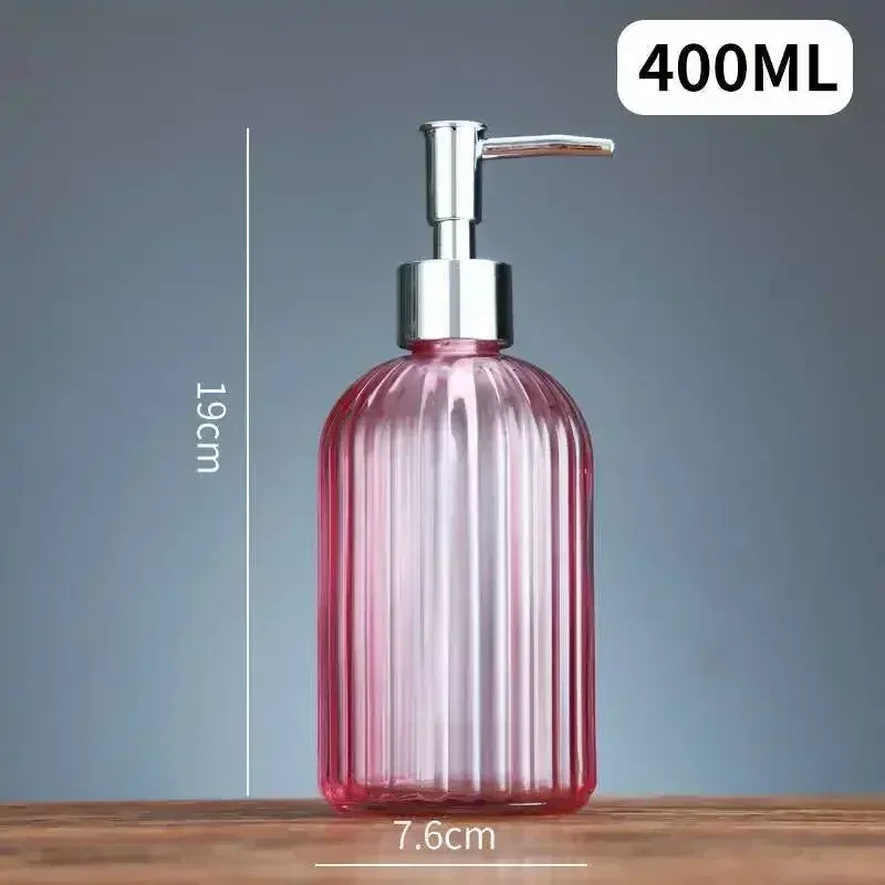 Glass Soap Dispenser Bottle Bathroom Liquid Shampoo Shower Gel Bottle Refillable Storage Container Soap Press Empty Bottles