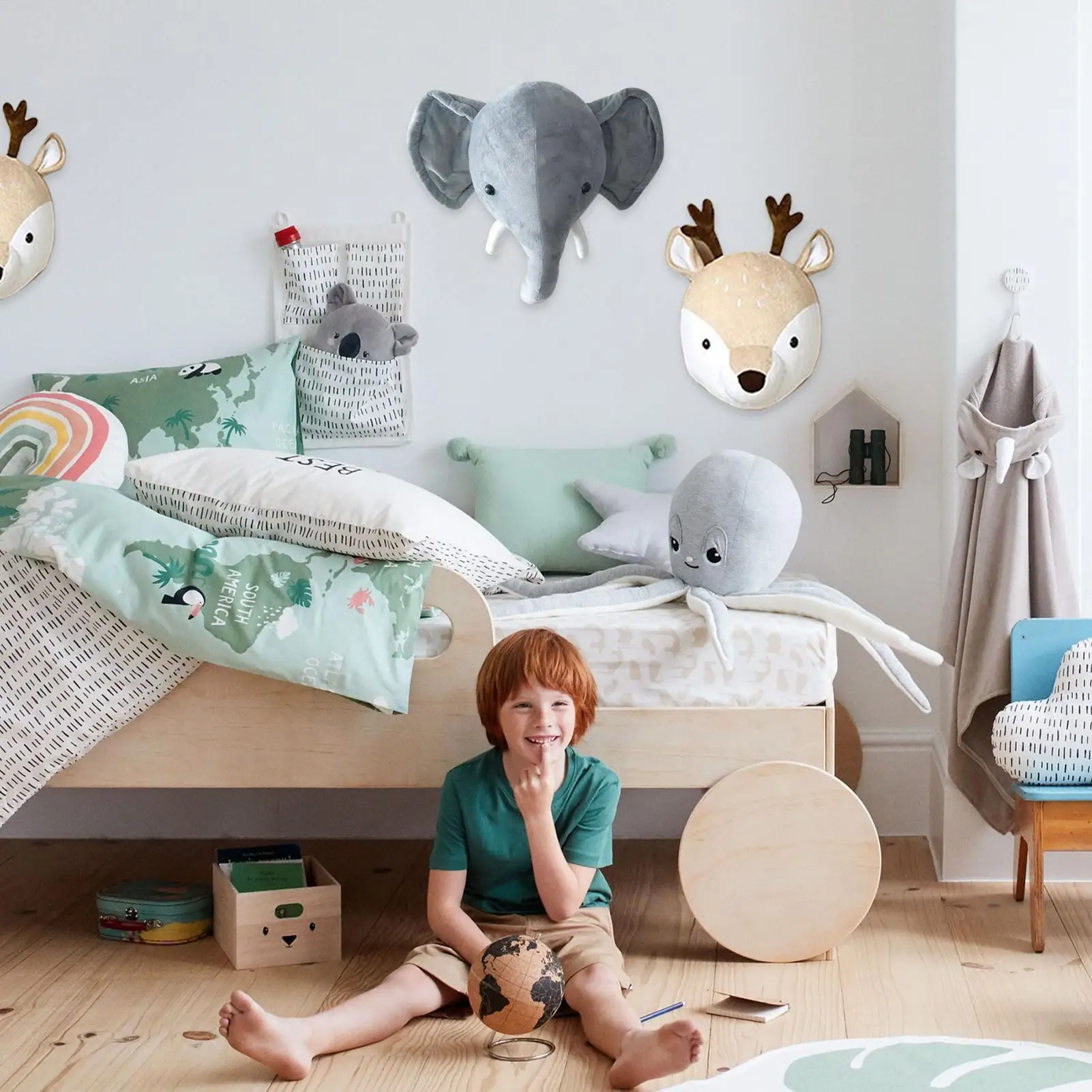 Colgador de pared de animales de peluche para almacenamiento y decoración, organizador de exhibición montable para juguetes de peluche en dormitorio de niños, guardería, dormitorio